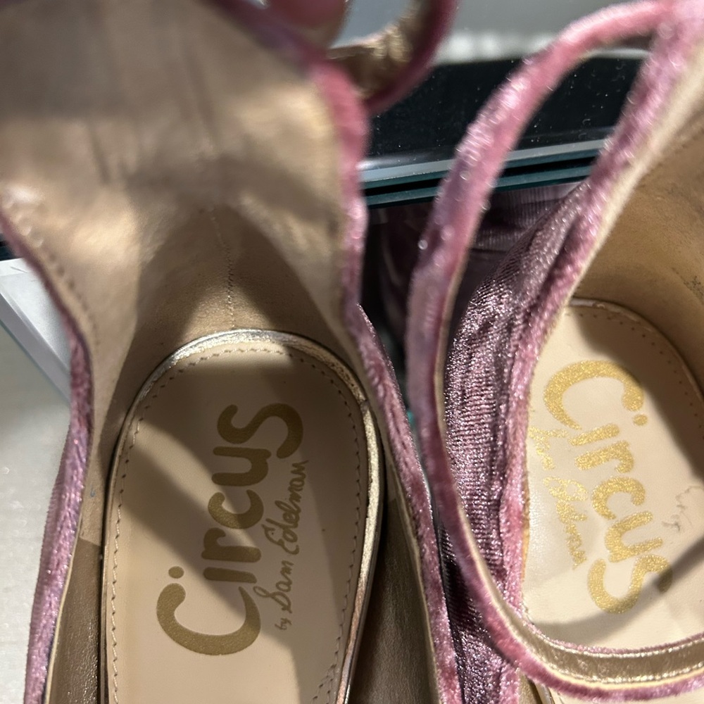 Circus by Sam Edelman Dusty Rose Velvet Mary Jane Block Heels - Picture 3 of 7